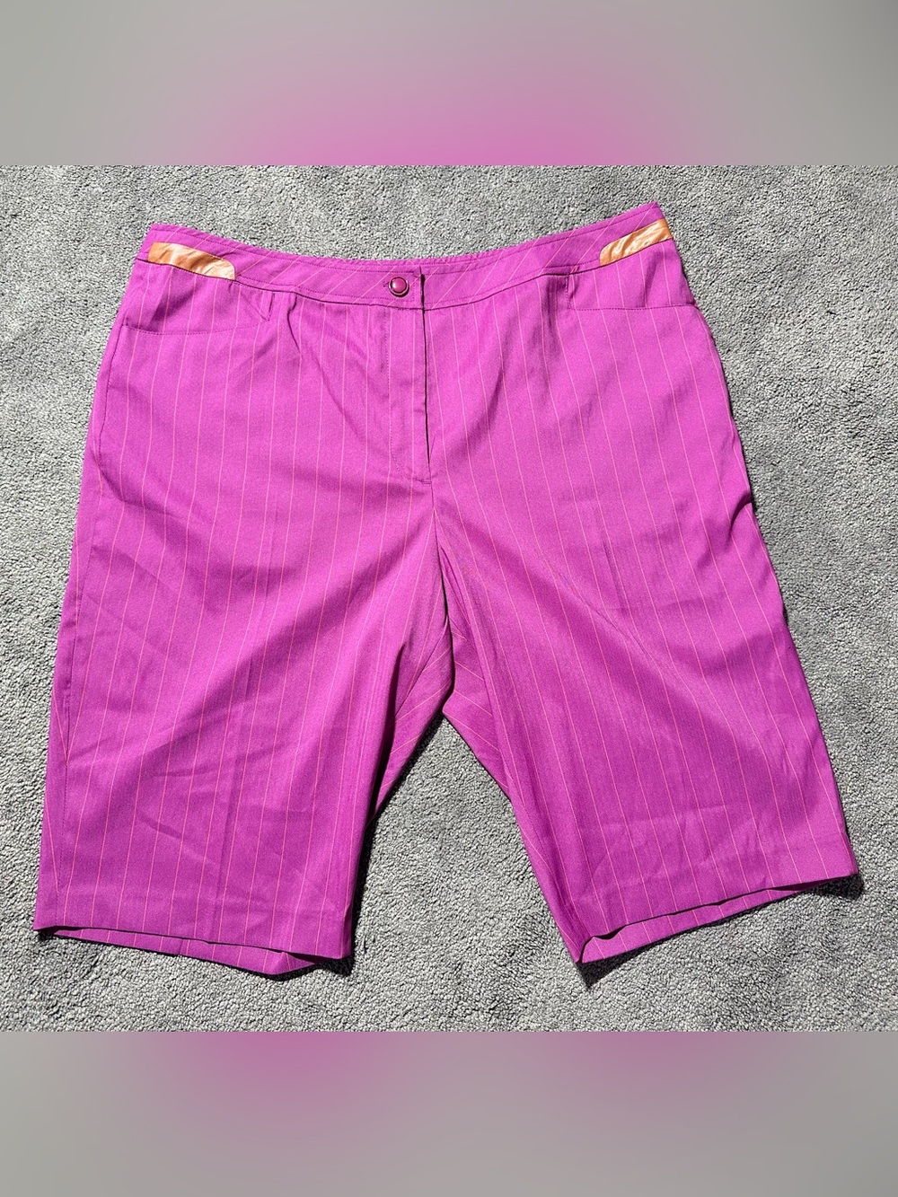 EP Pro Woman’s Magenta Faux Leather Pinstripe Golf Shorts Size 16 Athletic Wear